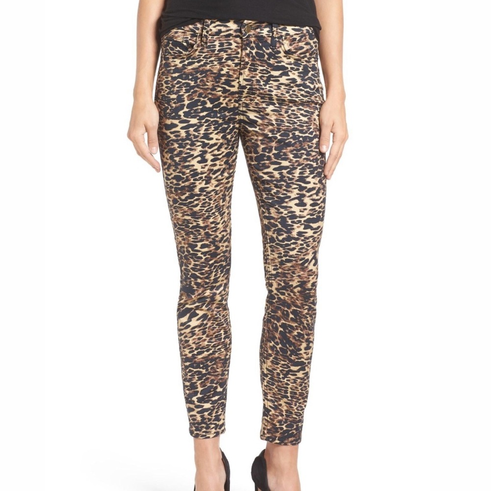JEN7 Leopard Print Stretch Ankle Skinny Jean